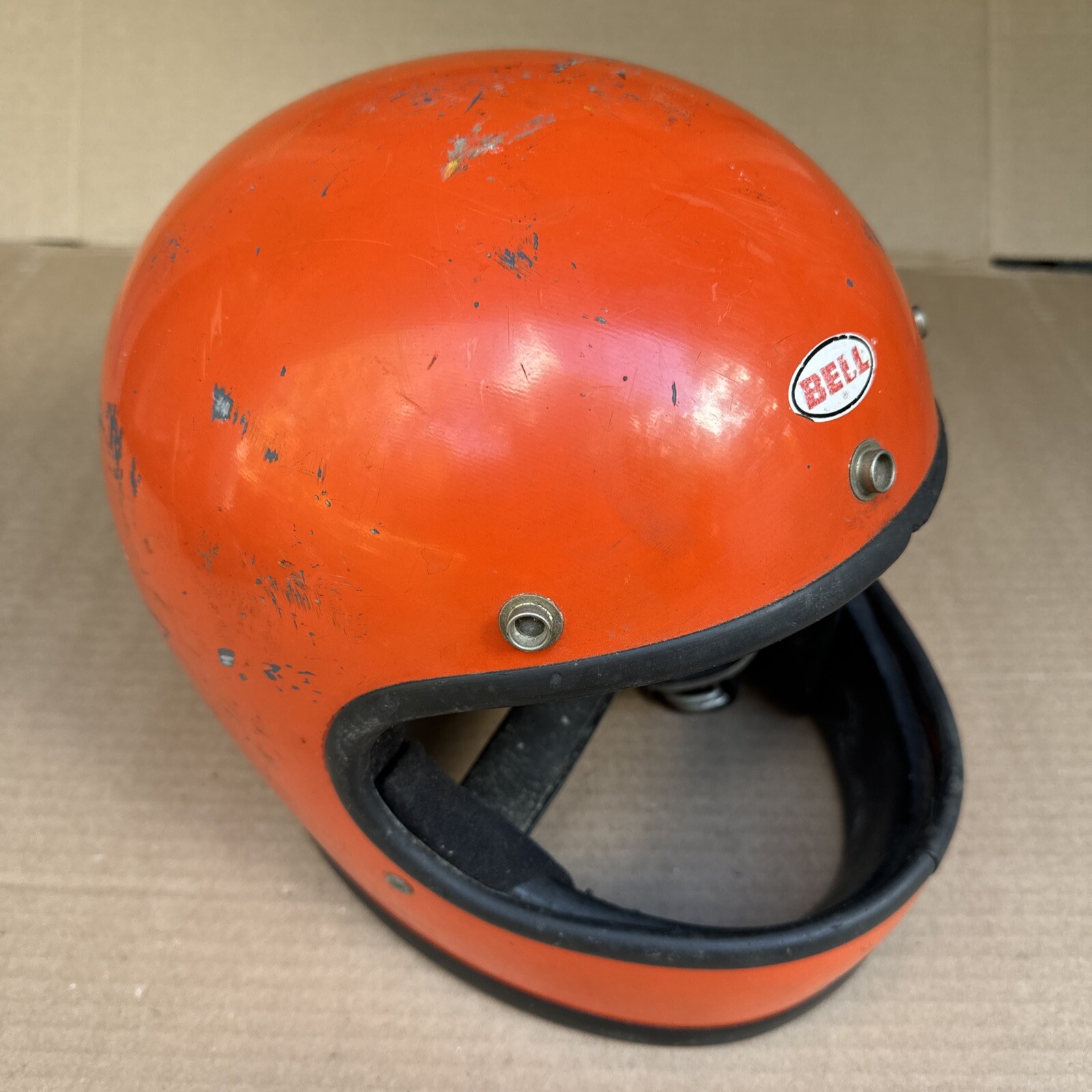Vintage 1975 Orange BELL Star 120 Helmet 7 3/8" ~ FREE SHIPPING