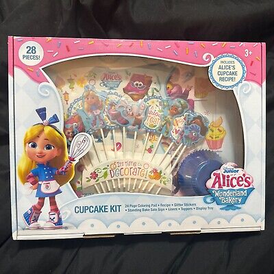 Disney Junior Alice's Wonderland Bakery 28 Piece Cupcake Kit w/ Cupcake Recipe 