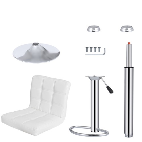 Set of 4 Bar Stools Adjustable Counter Height Swivel Chairs Square PU Leather