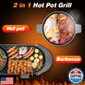 2 in 1 Electric Grill Hot Pot,Multifunctional Smokeless Grill Indoor Teppanyaki Grill/Shabu Pot with Divider-Separate Dual Temperature Contral,hot pot with grill for 2-12 People,110V