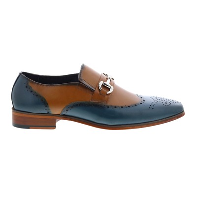 

Carrucci Wholecut Двухцветные лоферы с пряжкой KS261-04 Мужские синие повседневные туфли, Синий, Carrucci Wholecut Two Tone Buckle Loafer