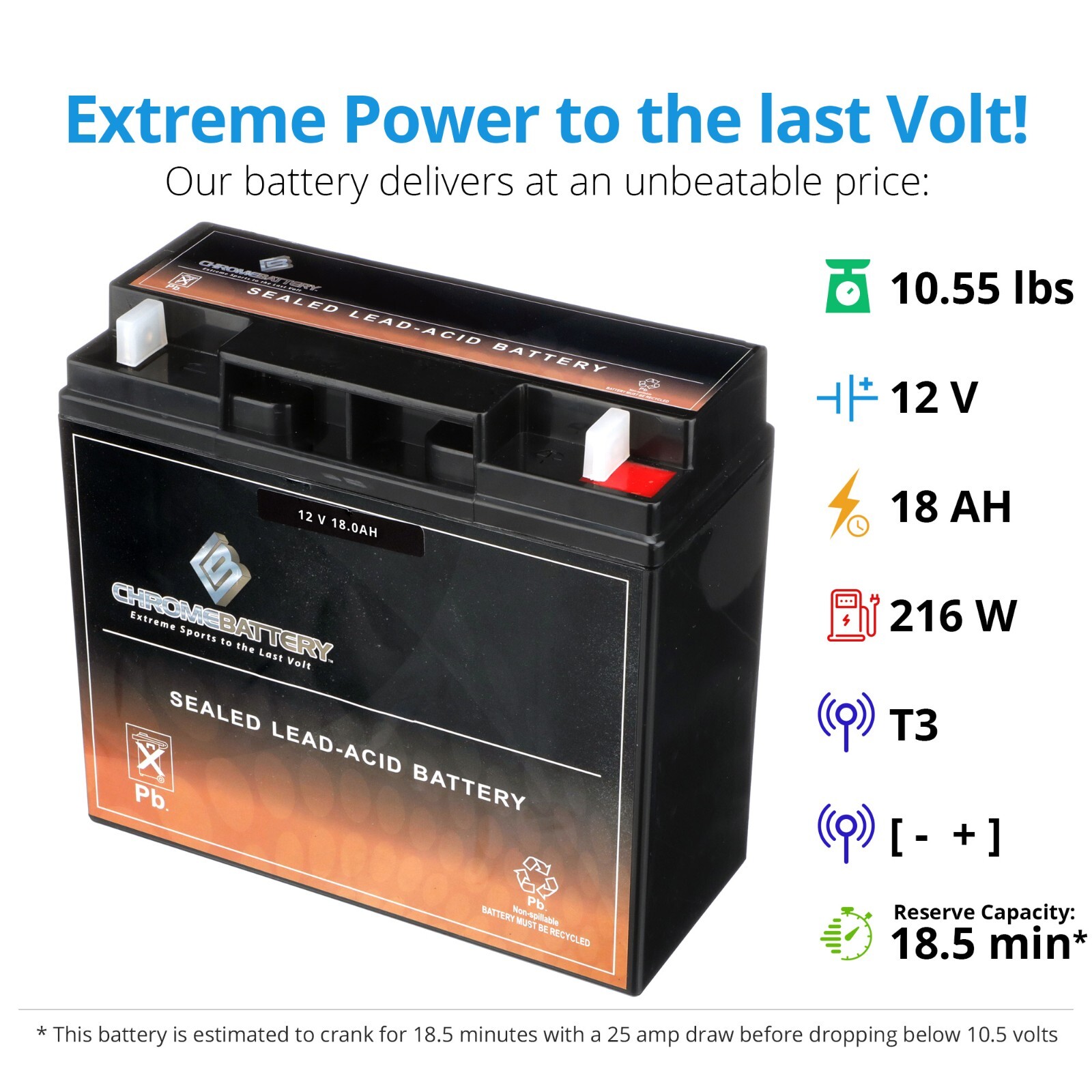 Chrome Battery 12V 18AH SLA Battery