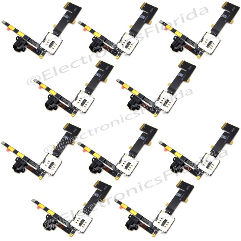 Lot Audio Jack Sim Card Flex Cable Ribbon For Gsm Ipad 2 Part Replacement B153