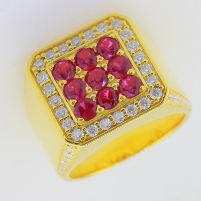 MTO Men's Sterling Silver Semi Mount Setting Moissanite & Created Ruby Sz 9.5