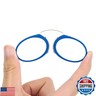 DXYXYO Armless Mini Thin Reading Glasses for Men Women 2 Pack Legless Nose Clip Compact Readers with Small Portable Case, 2.5 Magnification Blue and Leopard