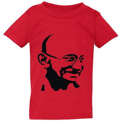Mahatma Gandhi Hindi Indian Hero Red T-Shirt Tee Tops Baby Toddler Kids Boy Girl