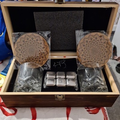 New  Ayaoqiang Whisky Stones Set With Tumblers, Bag, Stirrer & Coasters Whisky 