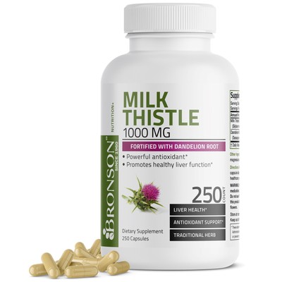 Milk Thistle 1000mg (Silymarin) w/ Dandelion Root Liver Support