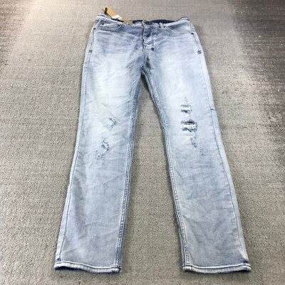 New Ksubi Jeans Mens 33 Chitch Mid Slim Tapered Leg Denim Philly Blue Button Fly