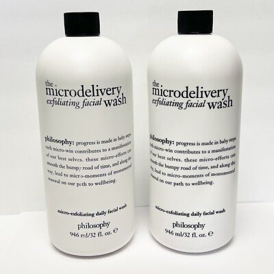 2 Philosophy Microdelivery Exfoliating Daily Facial Wash 32 oz SEALED w/ Pump
