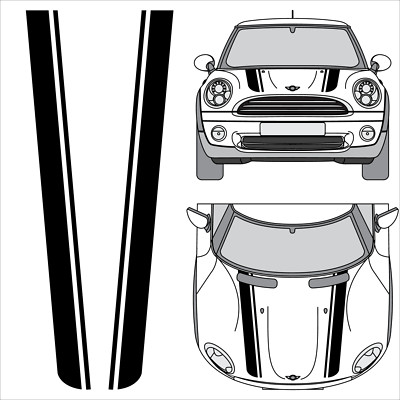 3M Taperd Racing Stripes Decals for Mini Cooper Clubman Countryman Hood