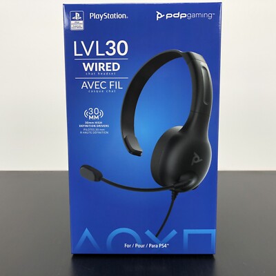 PDP Gaming LVL30 Stereo Chat With Noise Cancelling Microphone Wired (Black) -NEW