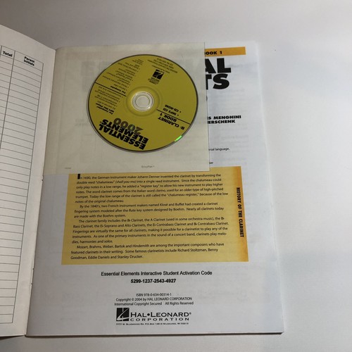 2 Essential Elements for Band and 2000 Bb Clarinet Book 1 with CDS
