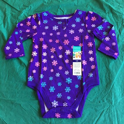 NWT Garanimals Purple Long Sleeve One Piece With Snowflakes 12 Months
