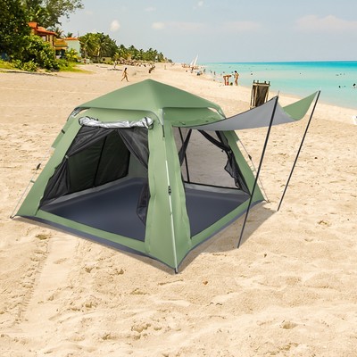 Quick Open Family Camping Tent for 2-4 Persons | Spacious and Easy Setup Green