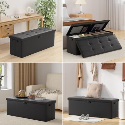 Storage Ottomanfireproof  Waterproof Folding Ottoman Cube Storage Stool With Lo