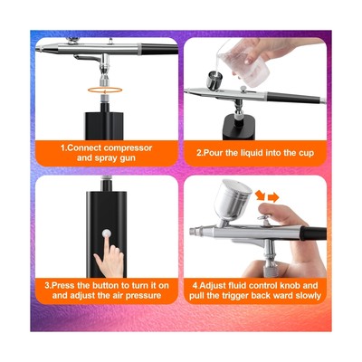 YF youfu Cordless Airbrush Kit with Compressor,32 PSI Handheld Air brush Gun ...