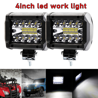 2/4/10PC 4''inch 500W LED Work Light Reverse Fog Lights Spot Flood Off Road Truck