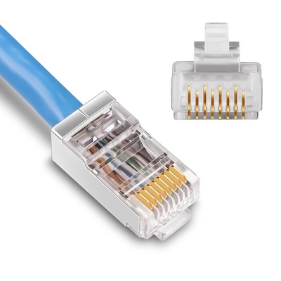 Shielded Cat6 Rj45 Connectors 50 Pack Gold Plated Rj45 Cat6/cat5e/cat5 8p8c 50 M