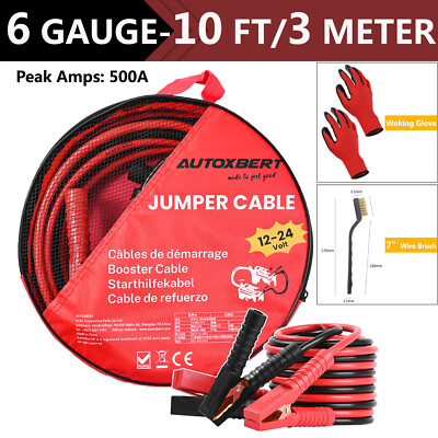 HEAVY DUTY BATTERY BOOSTER CABLE CAR EMERGENCY JUMPER 4 GAUGE 20 FT JUMP STARTER