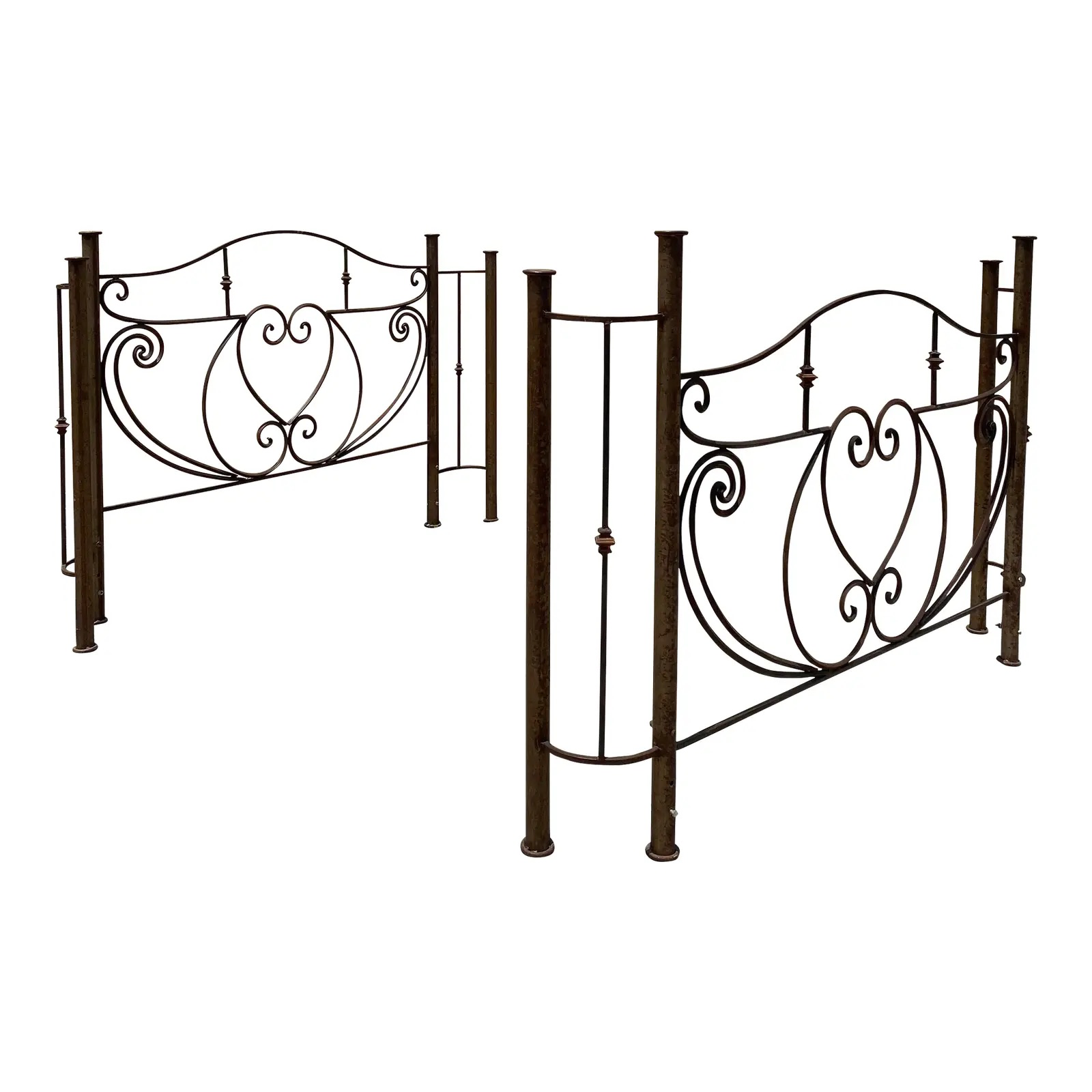 Rustic Rusty Steel Art Nouveau Queen Size Bed Frame