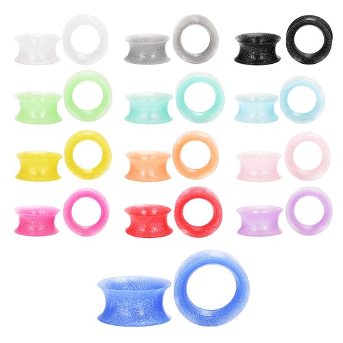 PAIR-ULTRA THIN EAR SKINS TUNNELS-Pearl Powder Silicone Ear Gauge-Soft Ear plugs