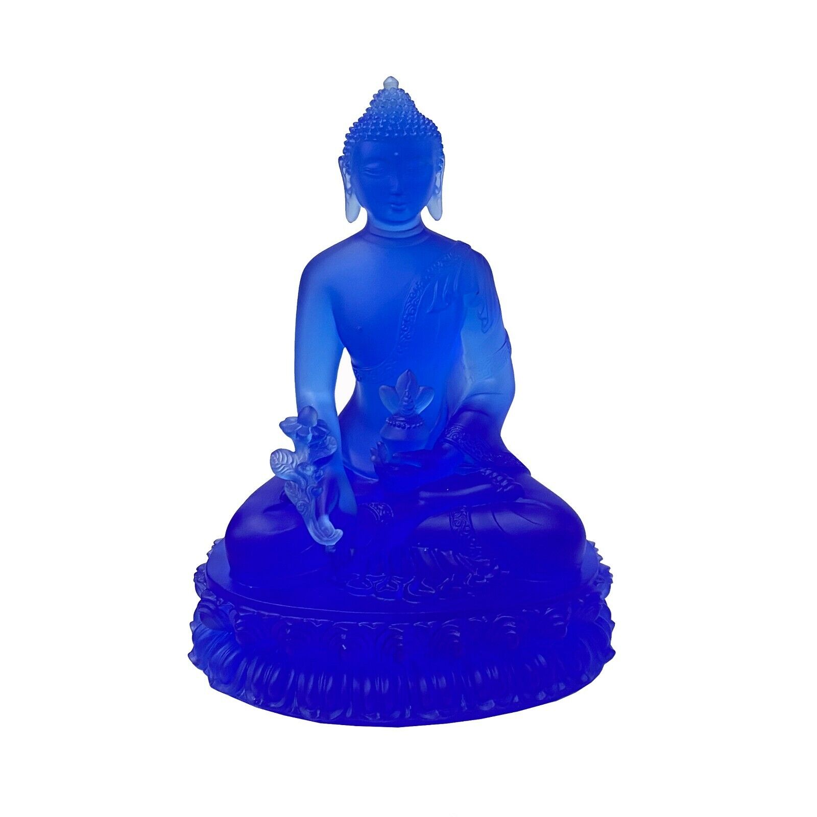 Crystal Glass Pate-de-Verre Blue Gautama Amitabha Shakyamuni Statue ws2118S Crystal Glass Pate-de-Verre Blue Gautama Amitabha Shakyamuni Statue ws2118S