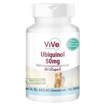 Ubiquinol 50mg - Aktive Form von Co-Enzym Q10 - 30 LiCaps - ViVe Supplements
