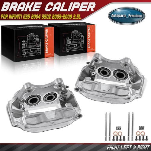 Pair Front Disc Brake Calipers 4 Pistons for Nissan 350Z 2003-2009