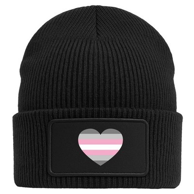 Beanie mit Patch Demigirl Pride Flagge LGBTQ Herz Geschenkidee Demigirl Pride Fl