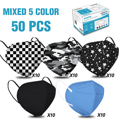 100/50 Pcs KN95 Face Mask 5 Layer BFE 95% Disposable Respirator Elastic Ear Loop