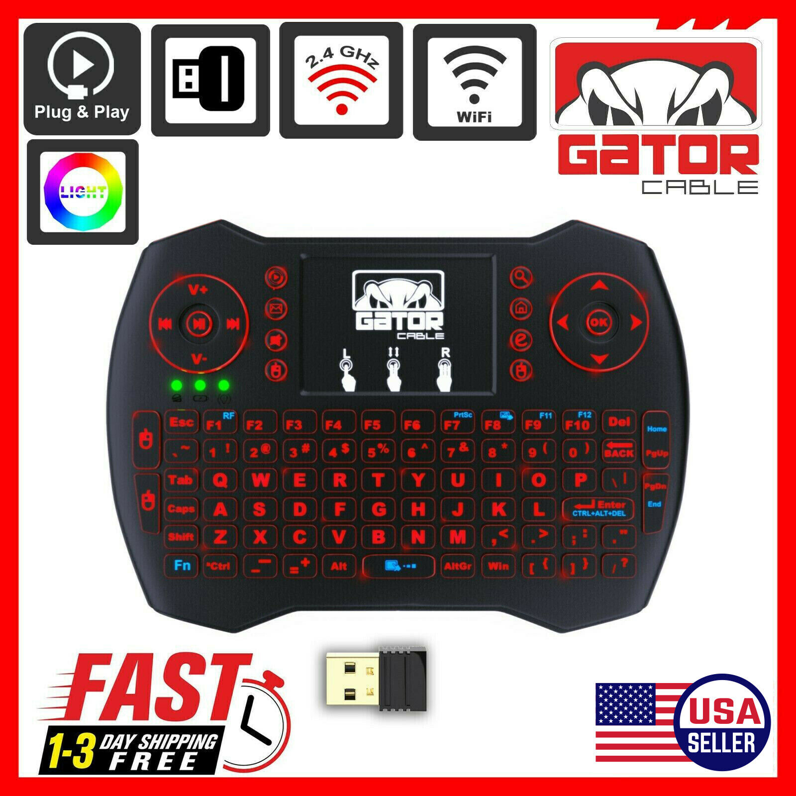 Mini Wireless Keyboard Remote Touchpad 2.4GHz Smart-TV Andro