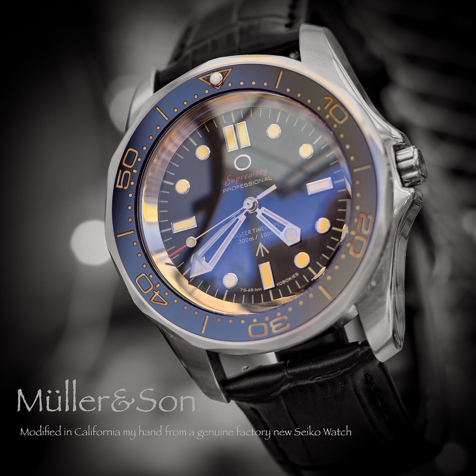 Pre-owned Müller&son Watch [no Time To Die] Megamod Made From Seiko Snzf + Leather Strap