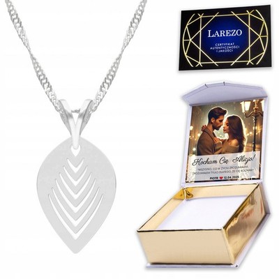925 Sterling Silver Leaf Necklace with Personal Print, Gift for Her