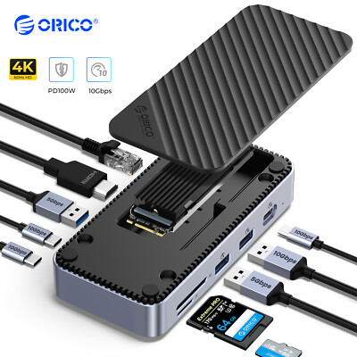 ORICO M.2 NGFF/NVMe SATA SSD Hard Drive Enclosure USBC Hub Docking