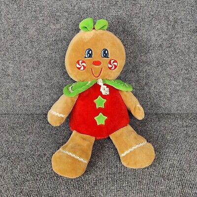 Dandee Christmas Gingerbread Man Girl Plush Doll Lovey Bow Peppermint Button 12''