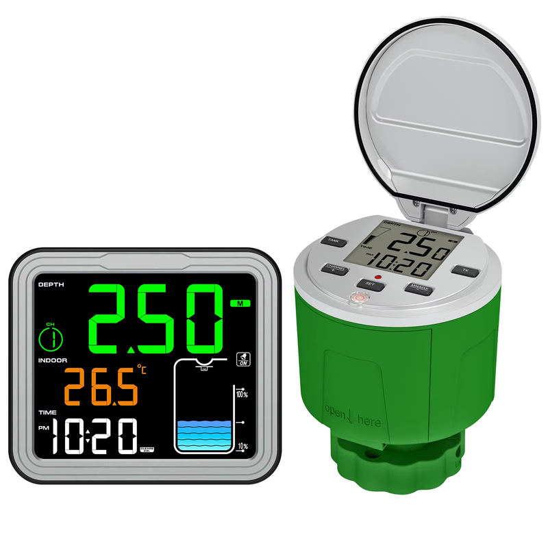 Solar Ultrasonic Water Level Sensor - Wireless Tank Level Meter with LCD Display