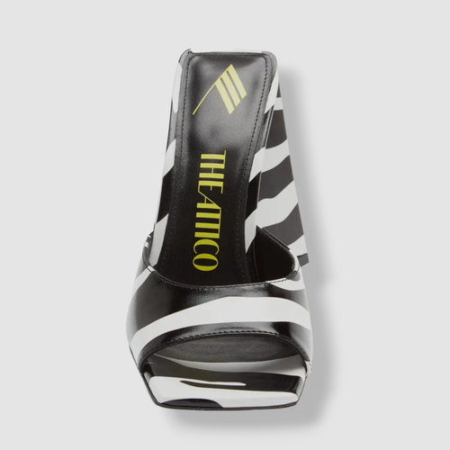 Pre-owned Attico $820 The  Women's Black Devon Stripe Slide Sandal Shoes Size Eu 38/us 8