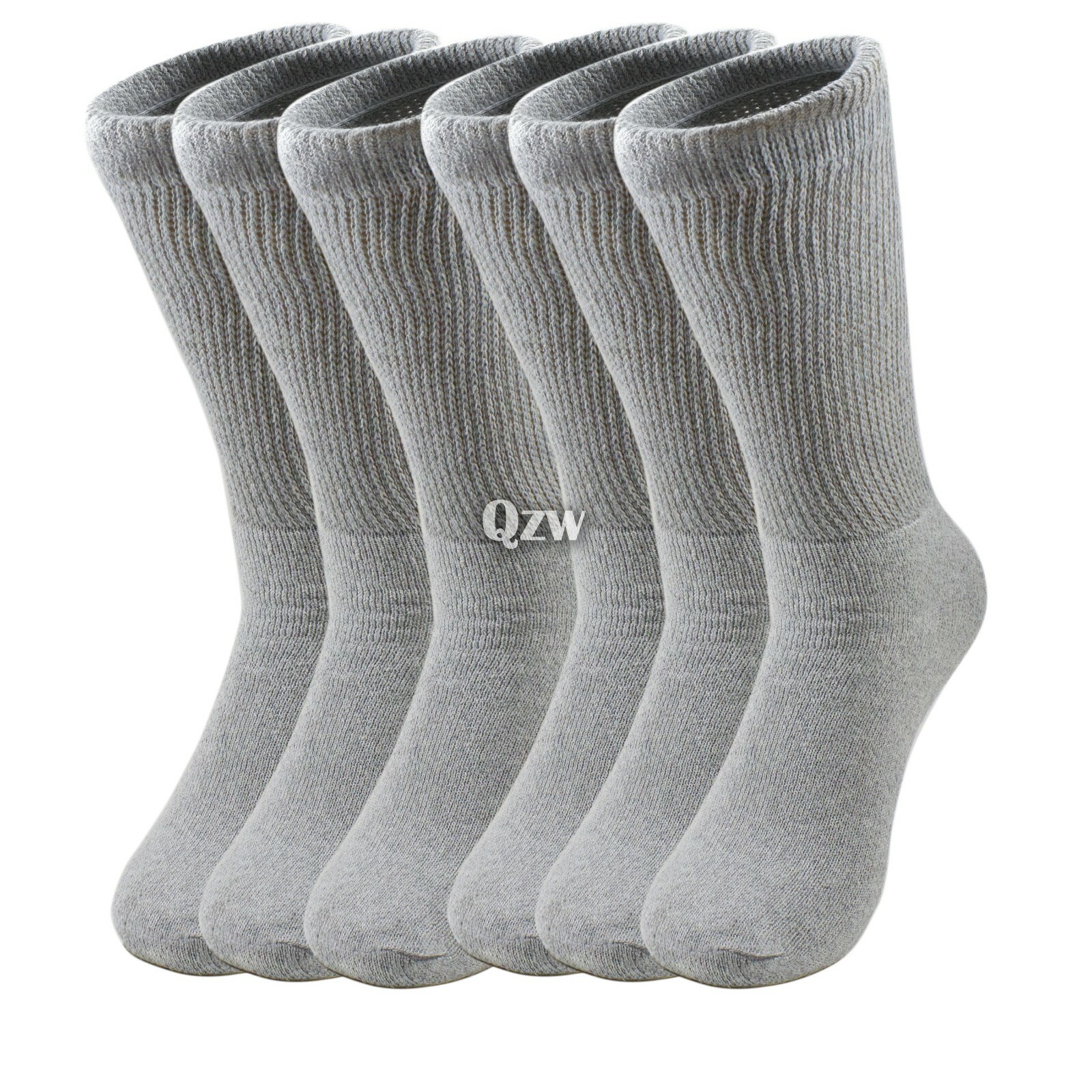3-12 Pairs Health Loose Fit Top Crew Cotton Diabetic Socks Gray 9-11 10-13 13-15