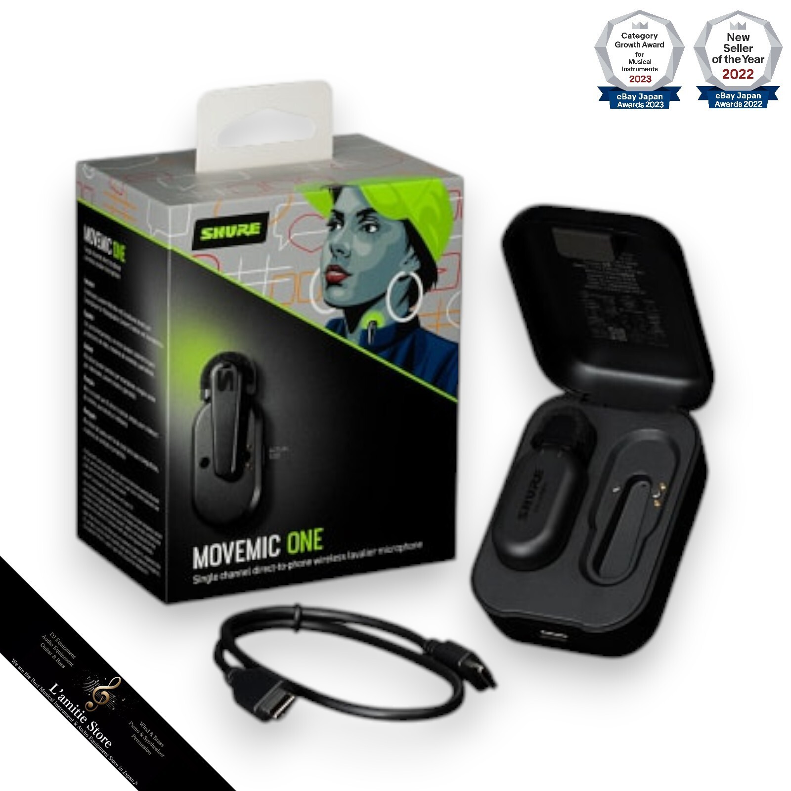 【新品】SHURE MoveMic One MV-ONE-J-Z6 SHURE MoveMic One Clip-on Wireless Microphone Japan Black MV