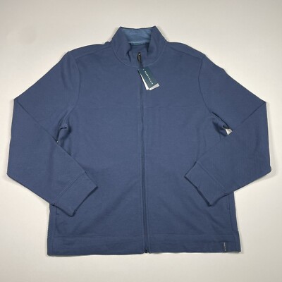 Perry Ellis Sweater Men s 2XL Blue Full Zip Long Sleeve Pockets Outdoor NEW