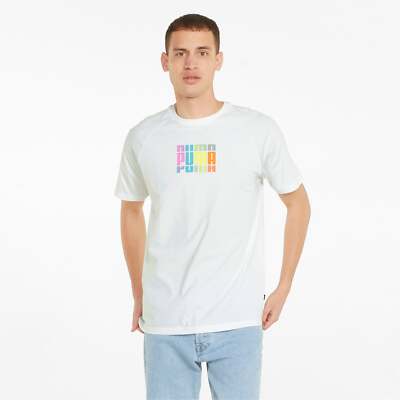 

Футболка Puma Multicolor Graphic Tee Us Мужские белые повседневные топы 670495-02, Белый, Puma Multicolor Graphic Tee Us