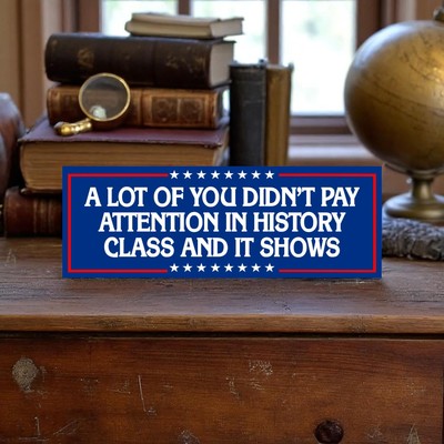 Didn't Pay Attention In History Class Car Magnet or Bumper Sticker, Anti MAGA T