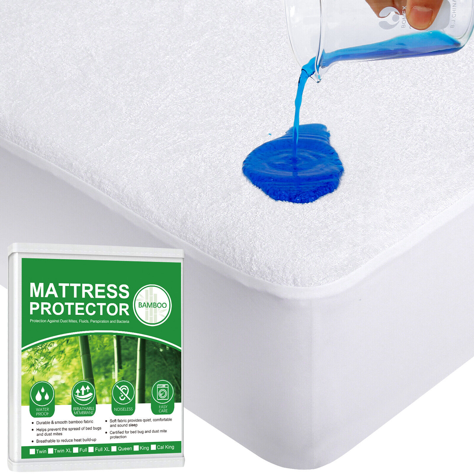 Bamboo Terry Waterproof Mattress Protector Soft Mattress Cov