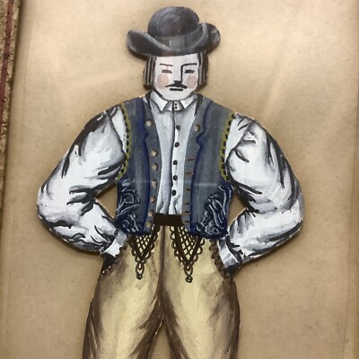 Vintage Watercolor Original Art Szekely Man John Purkas Romania Hungarian 1940