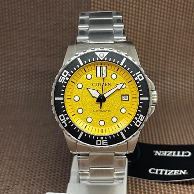 Pre-owned Citizen Nj0170-83z Yellow Dial Automatic Stainless Steel Analog Men Dress Watch