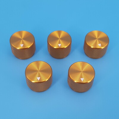 5Pcs Golden 20 x 15.5mm Aluminum Alloy 6mm Dia Rotary Control Potentiometer Knob