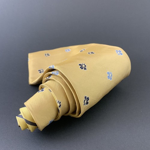 Yellow Embellished Women\'s Decorative Tie by Tommy Hilfiger Vintage Tommy Hilfiger Yellow With Blue Flowers Neck Tie 100  main image 3
