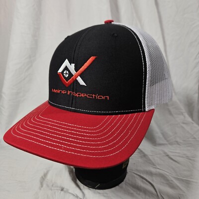 NEW Richardson Trucker Hat Cap Red Black White Mesh Sanp Back Adj Maine Style112