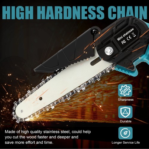 4+6" Electric Mini Chainsaw Cordless Handheld Saw 2 Battery + 4 Chain for Makita
